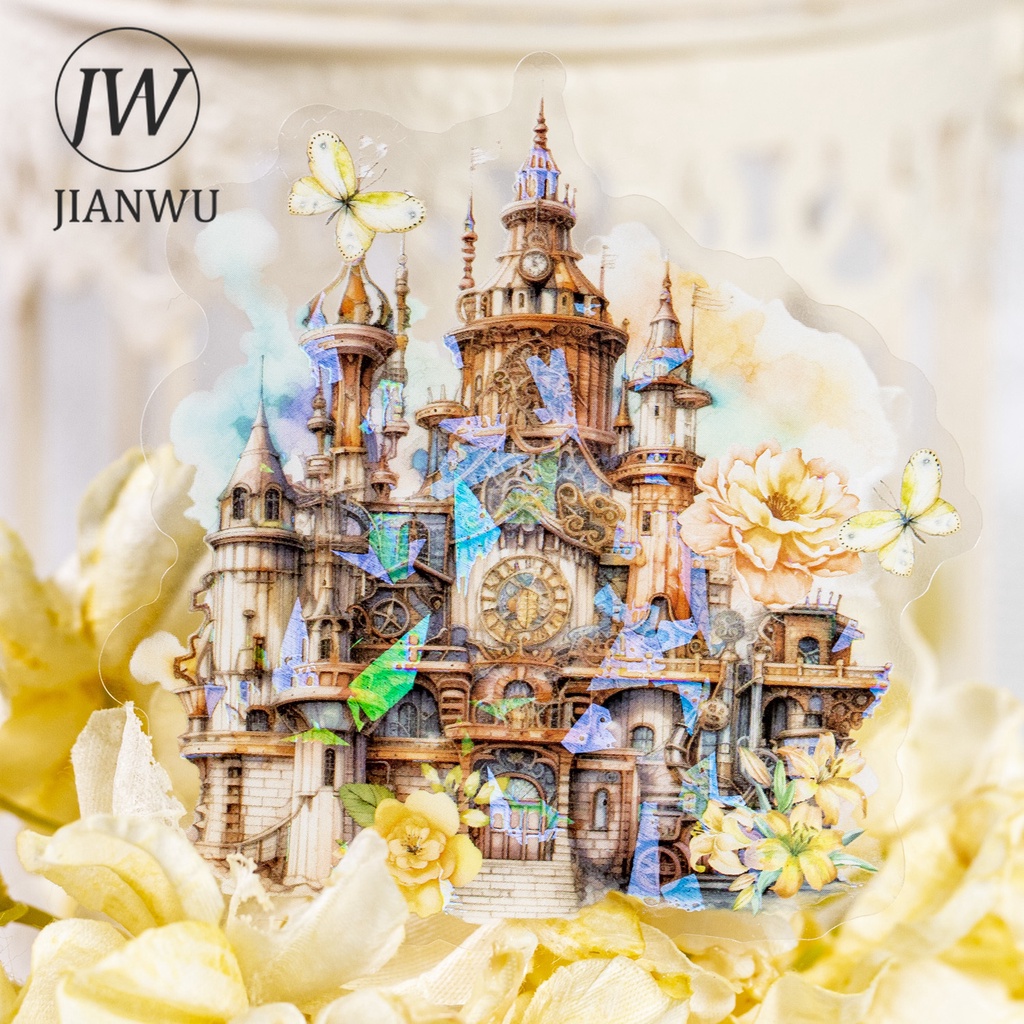 Jianwu Set 10 Tấm Nhãn Dán Hình Lâu Đài Cánh Đồng Hoa Cổ Điển Sáng Tạo diy Trang Trí Phong Cảnh Văn Phòng Phẩm