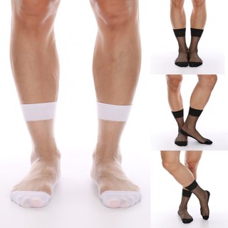 Men\'s Socks Transparent Breathable Hollow Medium Length Mens Quick Drying