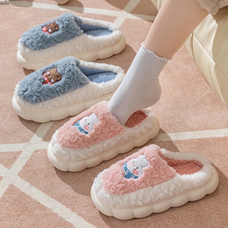 Dễ Thương Dép Bông Đi Trong Nhà Mềm Mại Giữ Ấm Cho Nữ