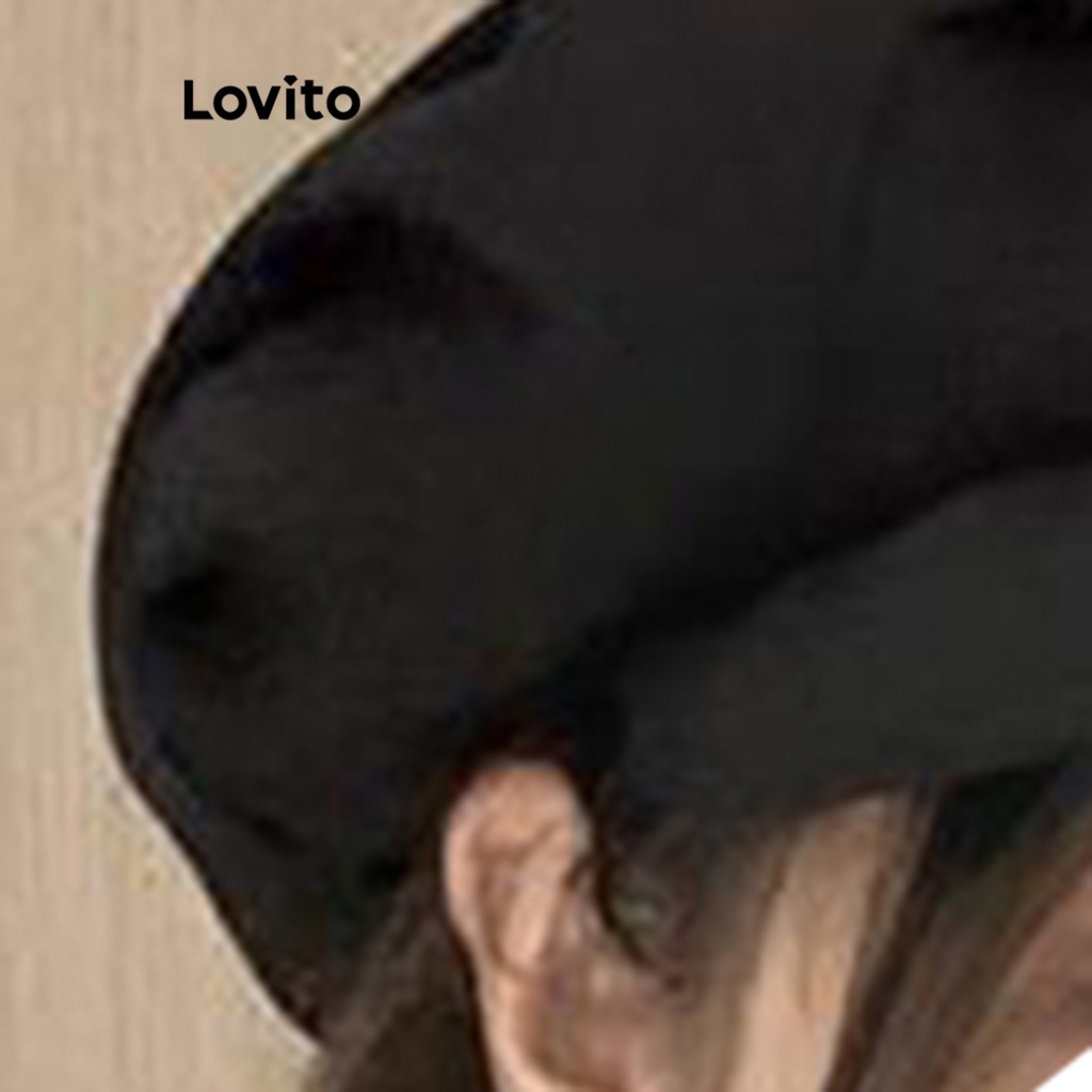 Mũ Lovito đính nút màu trơn thường ngày cho nữ LNA28243