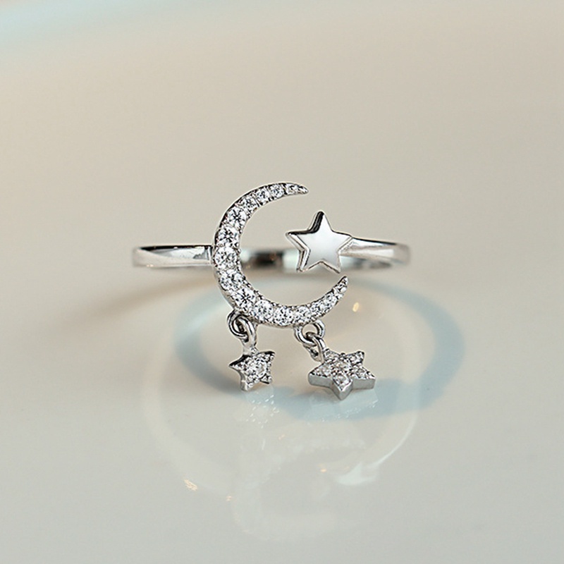 Nhẫn Hở Hình Mặt Trăng Ngôi Sao Tua Rua Kiểu Mới