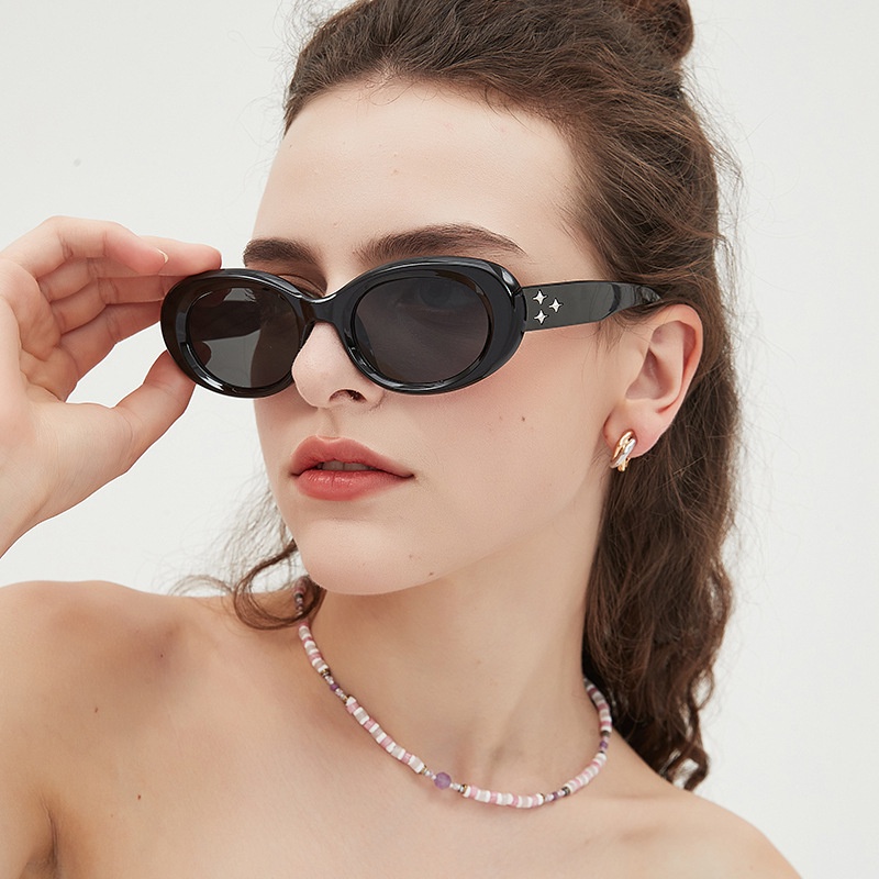 Kính Mát Gọng oval Phong Cách vintage Sang Trọng Cho Nữ