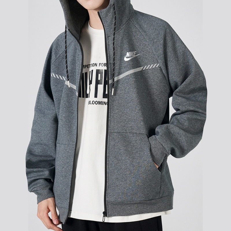 Áo Khoác nike Phản Quang Có Mũ Trùm Cá Tính Dành Cho Nam / Size m-4xl