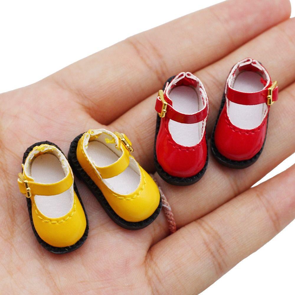 1 Đôi Giày Búp Bê Da pu Mũi Tròn Đáng Yêu Cho Búp Bê 12 bjd ob11 2.7 * 1.3cm ob11