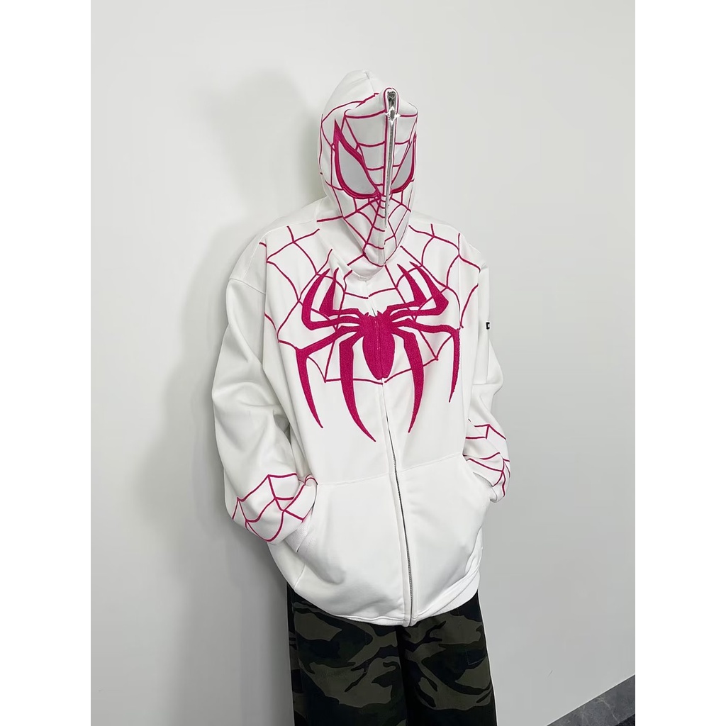 Áo Khoác cardigan Có Mũ Trùm Đầu In Hình Nhện Phong Cách Âu Mỹ Vui Nhộn Phong Cách gothic Cho Nam Và Nữ