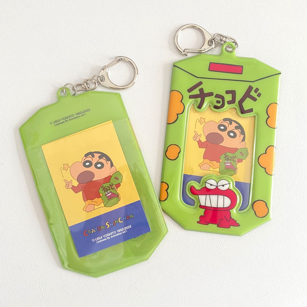 Túi Đựng Thẻ idol / Thẻ Id / Sổ Tay Họa Tiết Cậu Bé Bút Chì shin chan Màu Xanh Dương kpop Zang hao