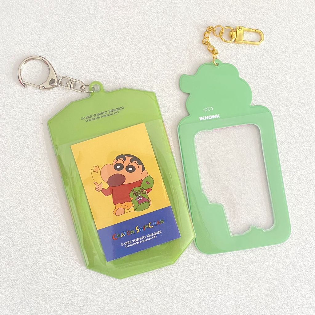 Túi Đựng Thẻ idol / Thẻ Id / Sổ Tay Họa Tiết Cậu Bé Bút Chì shin chan Màu Xanh Dương kpop Zang hao