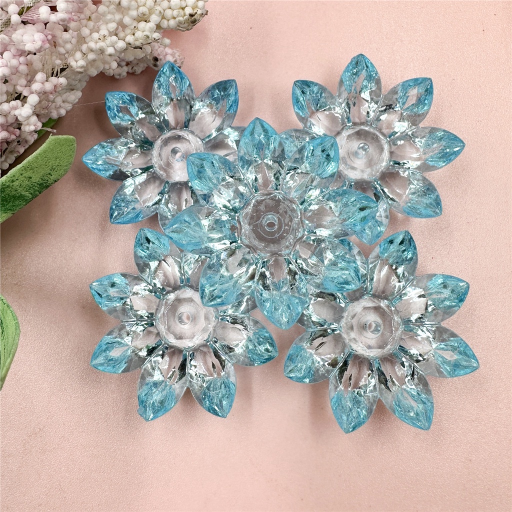 Set 5 Hạt Pha Lê acrylic Trong Suốt Hình Hoa Sen 31mm Làm Trang Sức diy