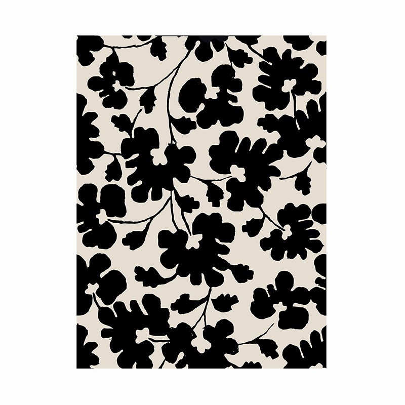 Giấy Dán Tường Họa Tiết Hoa Lá Trắng / Đen Trang Trí Nội Thất