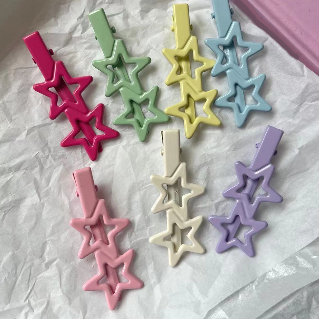 Set 1 / 5 Cặp Tóc Hình Ngôi Sao Năm Cánh Nhiều Màu Sắc Ngọt Ngào Thời Trang Cho Nữ