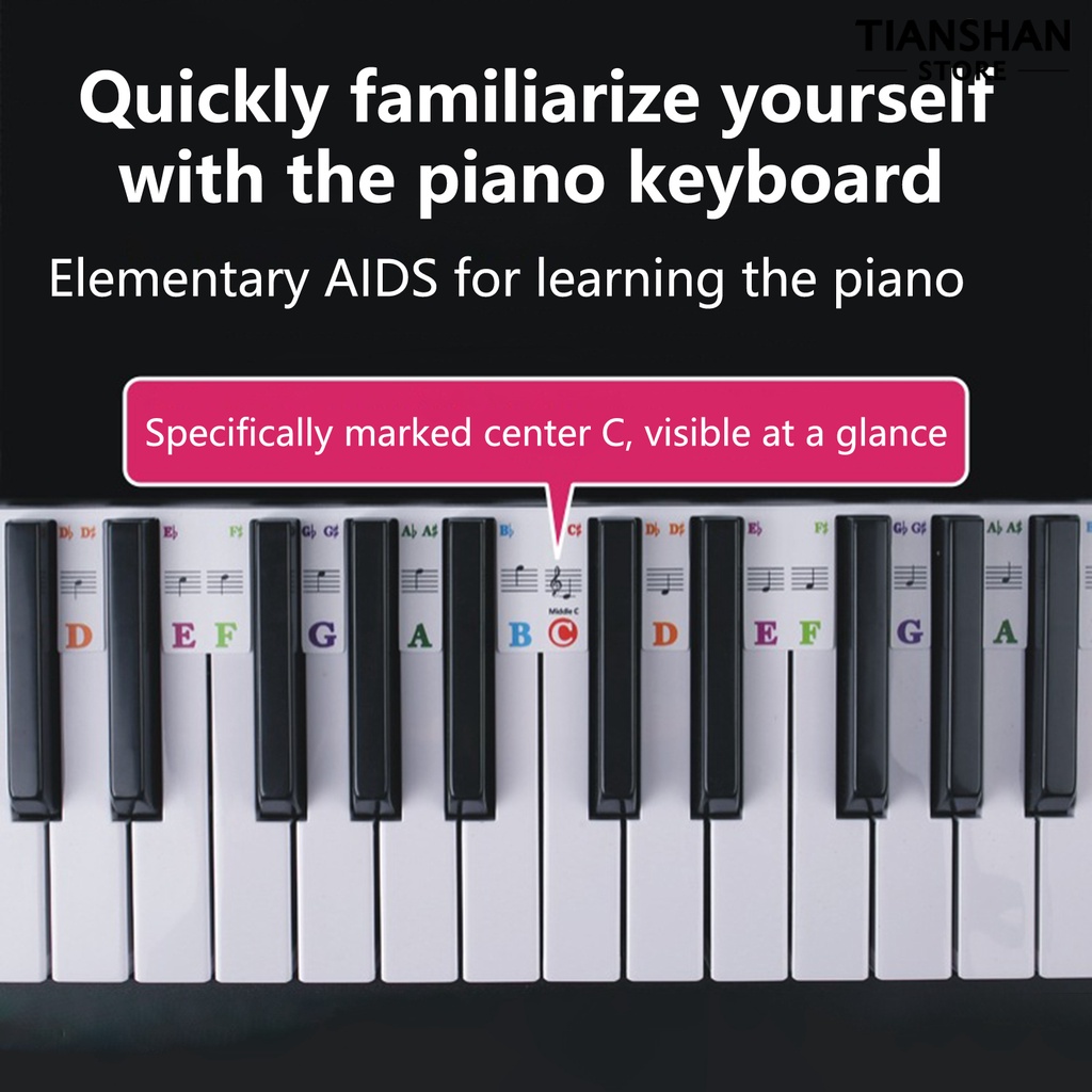 Tianshan Set 61 / 88 Miếng Dán Phím Đàn piano Trong Suốt Chống Xé Dễ Giặt Cho Bé