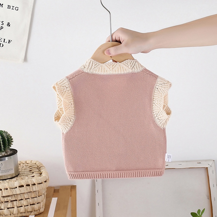 Mới Áo Khoác cotton Dệt Kim Cổ Chữ v Thêu Hoa Phong Cách vintage Dành Cho Bé Gái Thời Trang