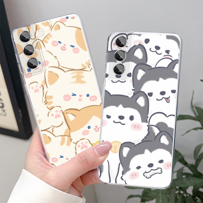 Ốp Điện Thoại TPU Hình Chó Mèo Cho Samsung S23 FE A54 A34 A24 A14 M54 S10 S20 S22 Plus S21 FE Note 9 10 Plus 20 Ultra 5G