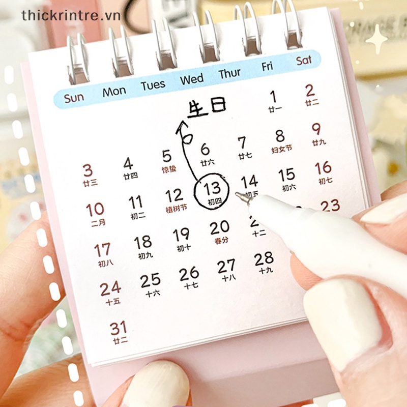 Lịch Để Bàn Th 2024 mini Họa Tiết Hoạt Hình Dễ Thương Dùng Trang Trí Văn Phòng
