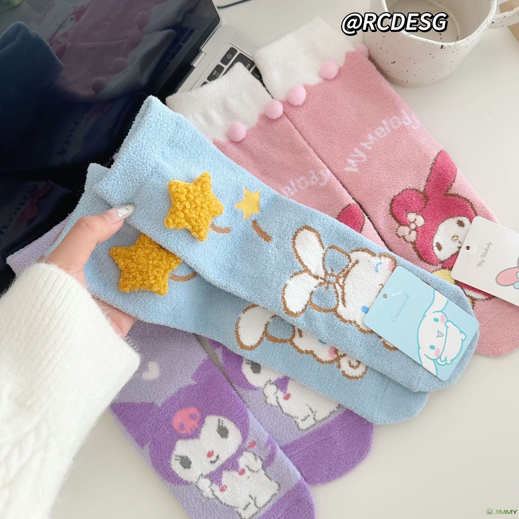 Sanrio Đôi Tất Lông Giữ Ấm Mùa Đông In Hình kuromi cinnamoroll my melody Dễ Thương