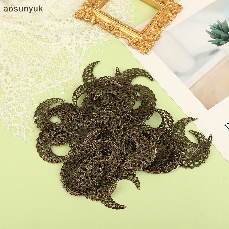Aosunyuk Set 50 Phụ Kiện Làm Trang Sức Hình Mặt Trăng 38 X 42Mm Màu Vàng / Bạc / Vàng Đồng