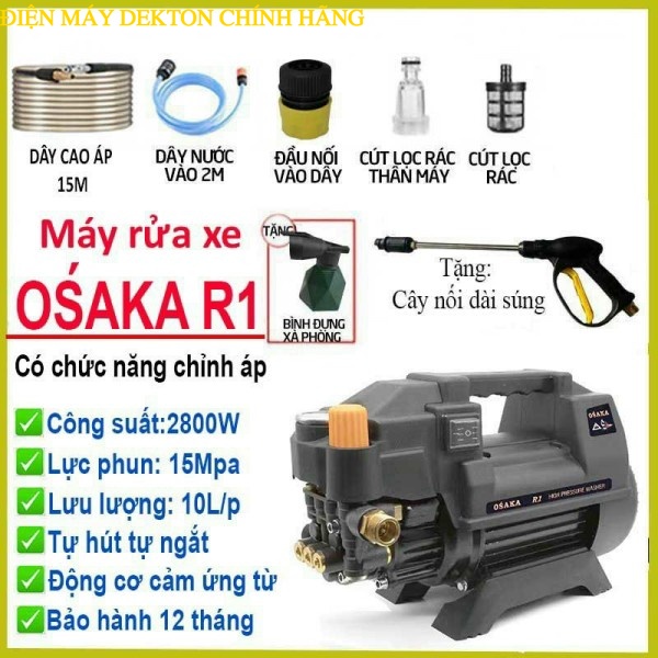 May xit rua xe cao ap, Máy bơm rửa xe mini gia đình, máy rửa xe cao áp công suất mạnh 2800W,  DEKTON CHÍNH HÃNG