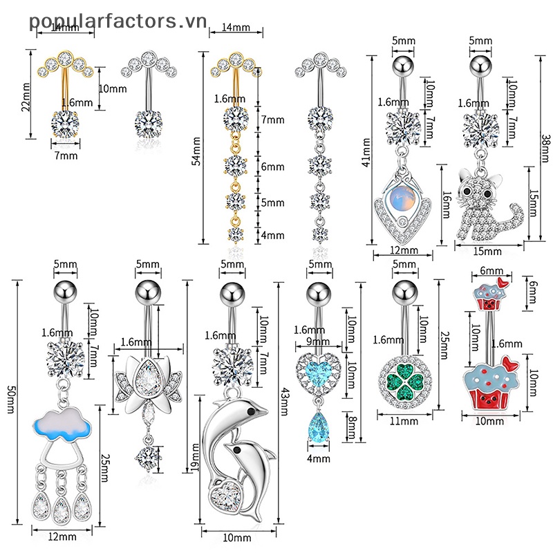 Khuyên Rốn Đính Đá zircon Hình Cá Heo / Mèo Bằng Thép Không Gỉ