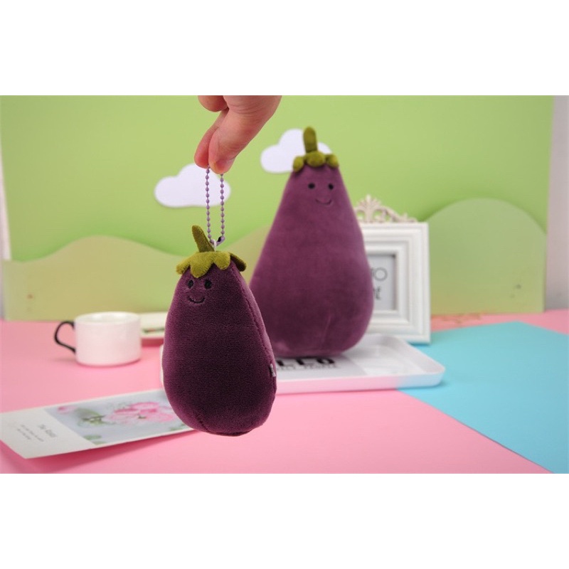 Gấu bông quả cà tím, móc khoá quả cà tím