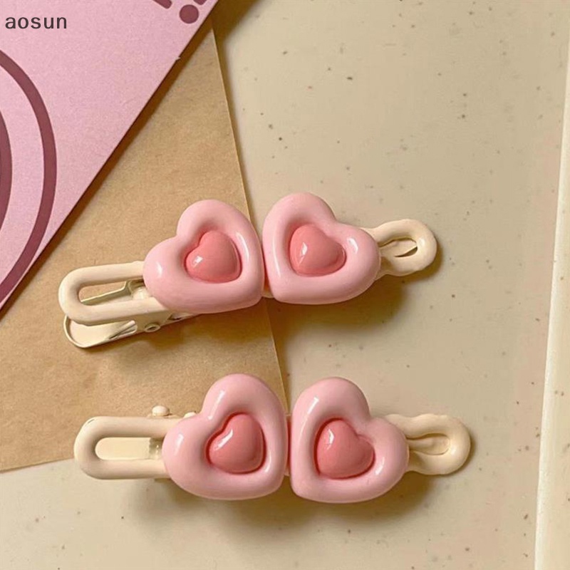 Kẹp Tóc Hình Trái Tim Màu Hồng Mới Cho Nữ