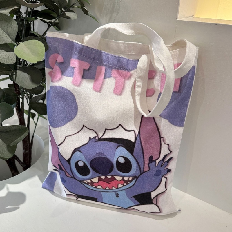 Túi canvas Đeo Chéo Sức Chứa Lớn Họa Tiết Thêu Hoạt Hình stitch Dễ Thương Cho Học Sinh