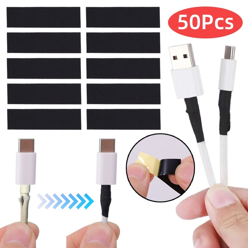 Set 10 / 20 / 30 / 40 / 50 Cuộn Băng Dính Chống Đứt Gãy Cho Dây Cáp Sạc Tai Nghe
