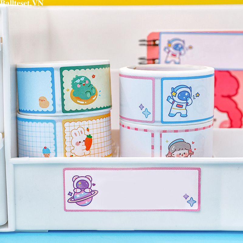 Ballteset💜Set 60 Nhãn Dán Ghi Chú Đa Năng Họa Tiết Hoạt Hình Dễ Thương Cho Học Sinh