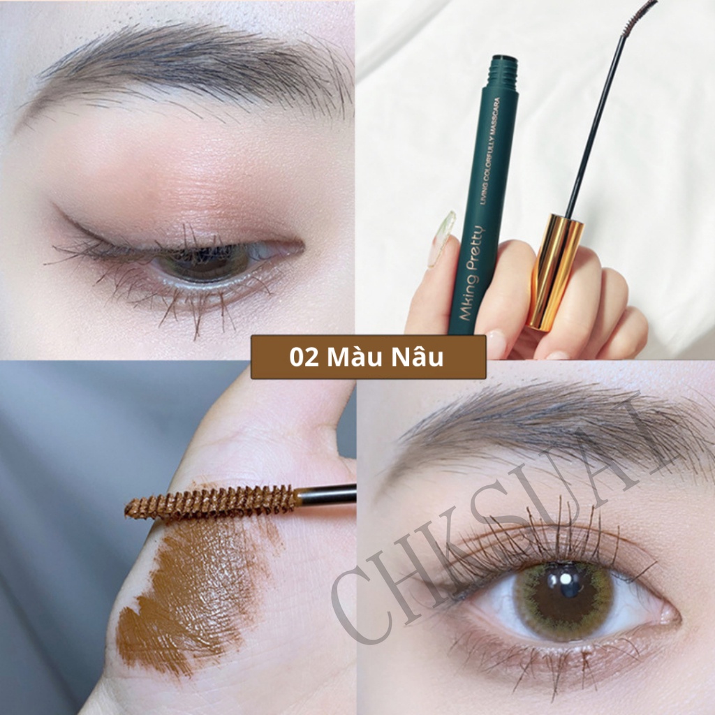 Mascara HUAQING màu đen/ nâu siêu mịn kháng nước không vón cục chuốt mi dài dày cong tự nhiên