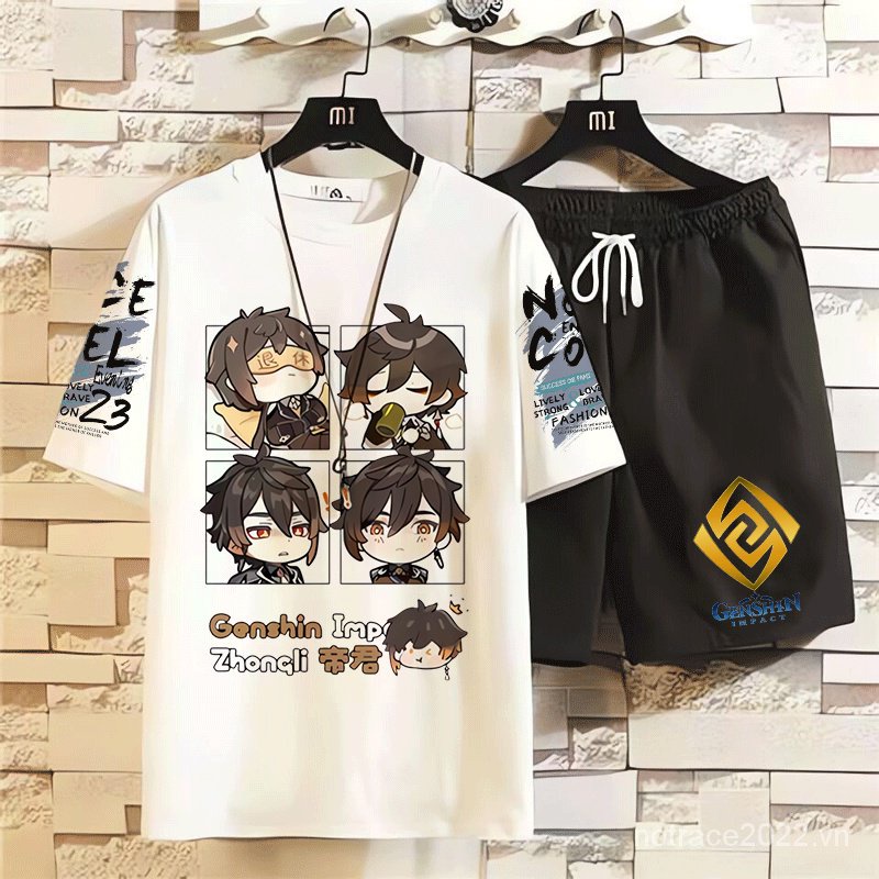 ★Genshin Impact★Kazuha & Scarfamouche Áo Thun Tay Ngắn Mát Mẻ Mùa Hè Cho Học Sinh Ấn Tượng