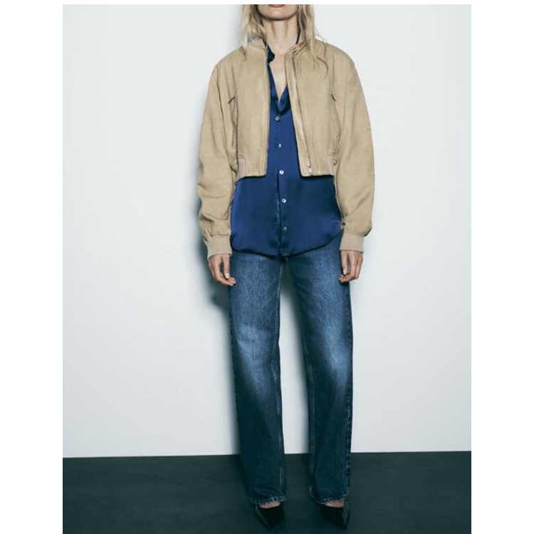 Zara Áo Sơ Mi satin Cổ v Thời Trang Mùa Thu Sang Trọng zara 238741236 2197745