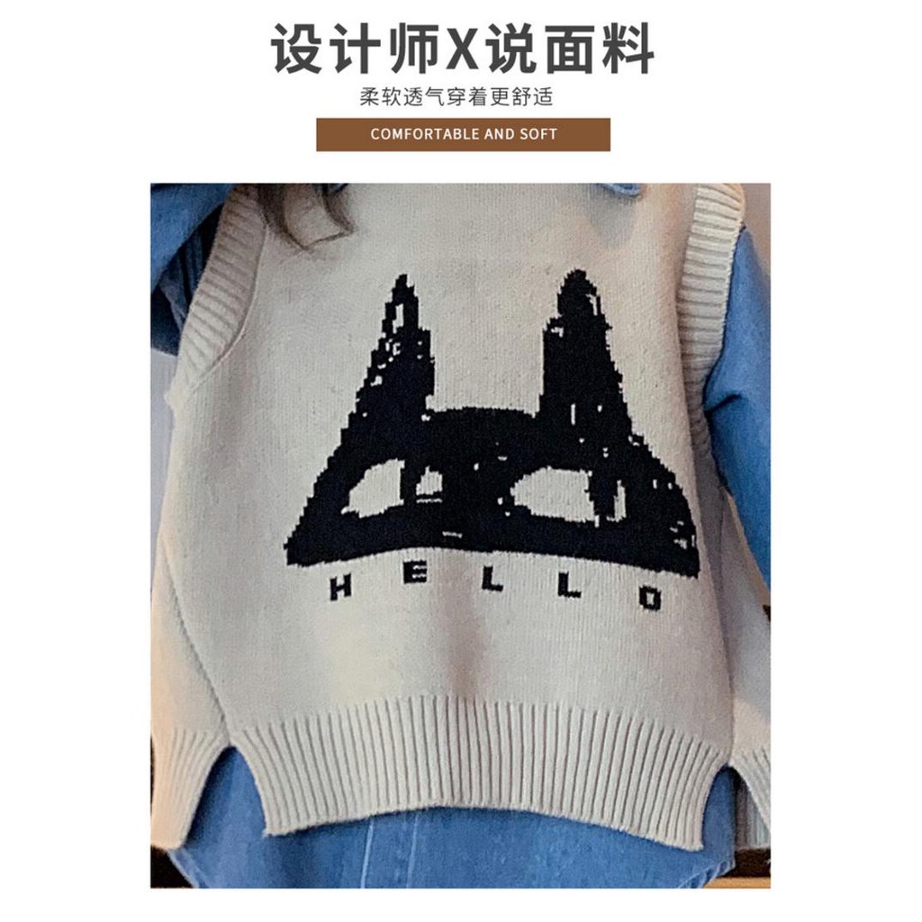 Áo sweater Dệt Kim Không Tay Phong Cách Thời Trang Xuân Thu 2023 Mới Dành Cho Bé Gái