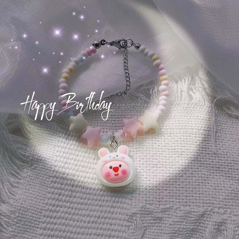 Loopy ruby Vòng Tay Xỏ Hạt Đơn Giản Mặt Ngôi Sao Hoạt Hình Dễ Thương Cho Bạn Gái