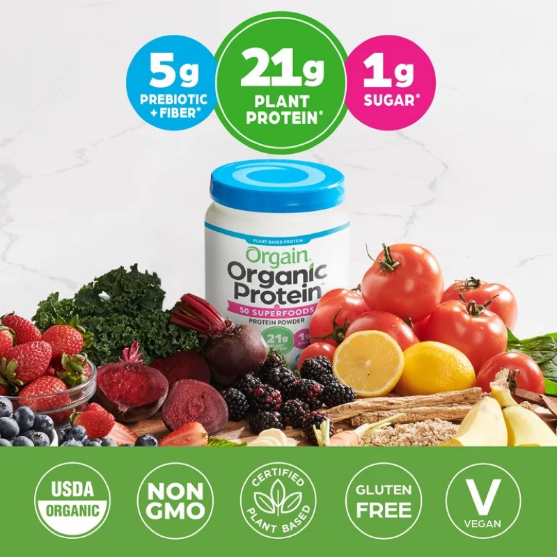Bột Protein Orgain Organic Protein &amp; 50 Superfoods (Bột đạm thực vật hữu cơ Orgain Organic Protein 50 Superfoods) Hàng c