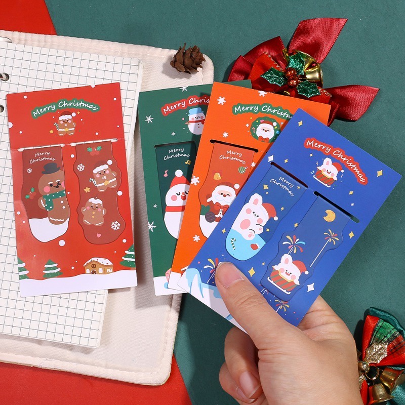 Bộ 2 Thẻ Đánh Dấu Trang Sách Giáng Sinh Từ Tính Họa Tiết Ông Già Noel Người Tuyết Dễ Thương Sáng Tạo Làm Quà Tặng Cho Bé