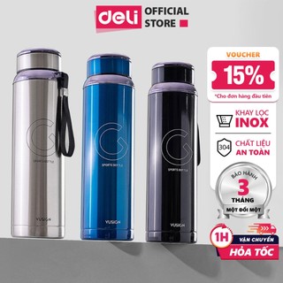 Bình giữ nhiệt Deli inox 304 không gỉ 1000ml có khay lọc trà giữ nhiệt 12h chất liệu an toàn