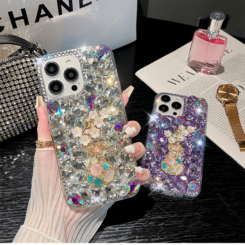Ốp Điện Thoại Hình Lọ Hoa Đính Đá 3d Lấp Lánh Cho iphone 15 14 pro max 13 12 11 pro max xs max 13 12