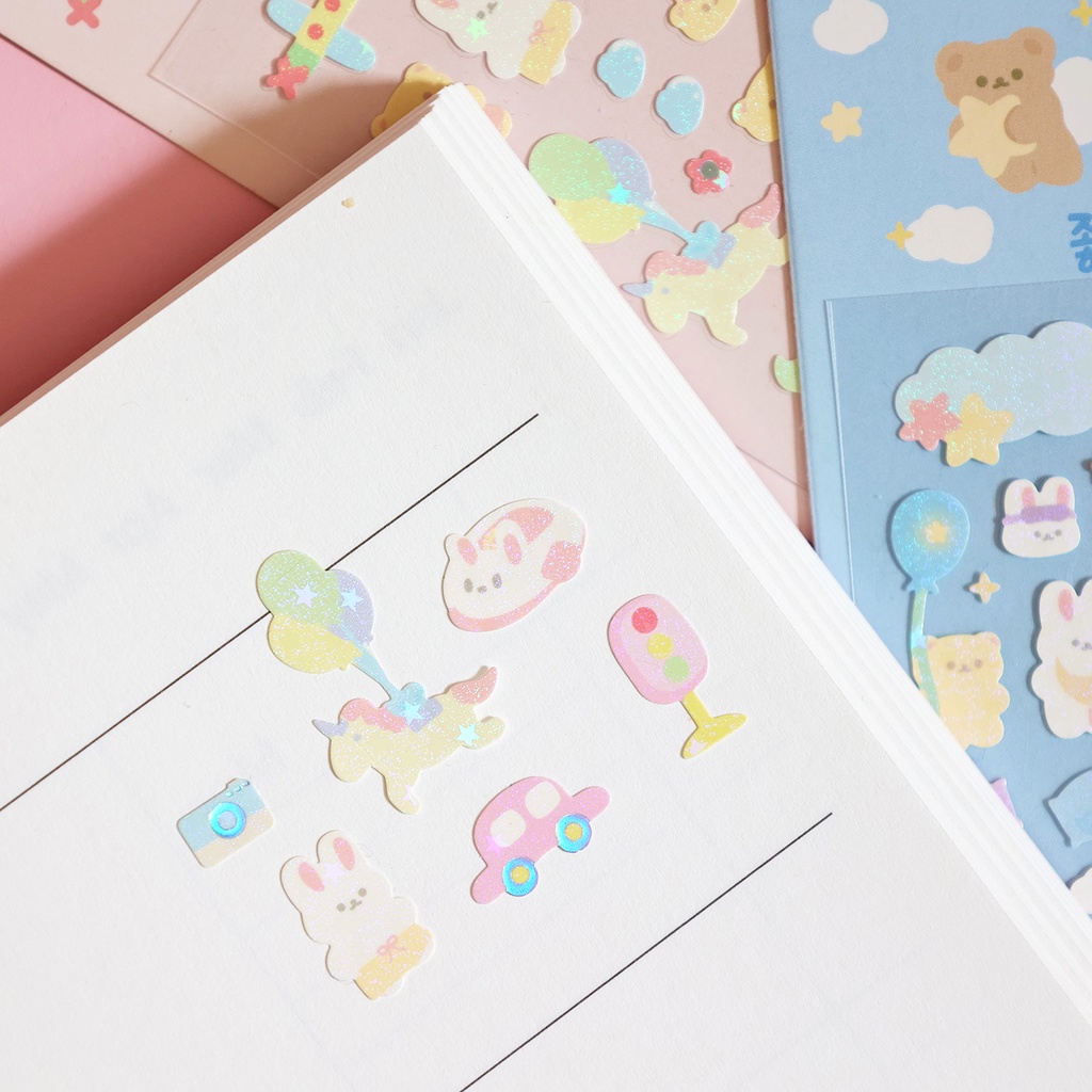 Galicici ins Nhãn Dán Hình Thỏ Và Gấu Bạc Dễ Thương Dùng Trang Trí Ảnh diy