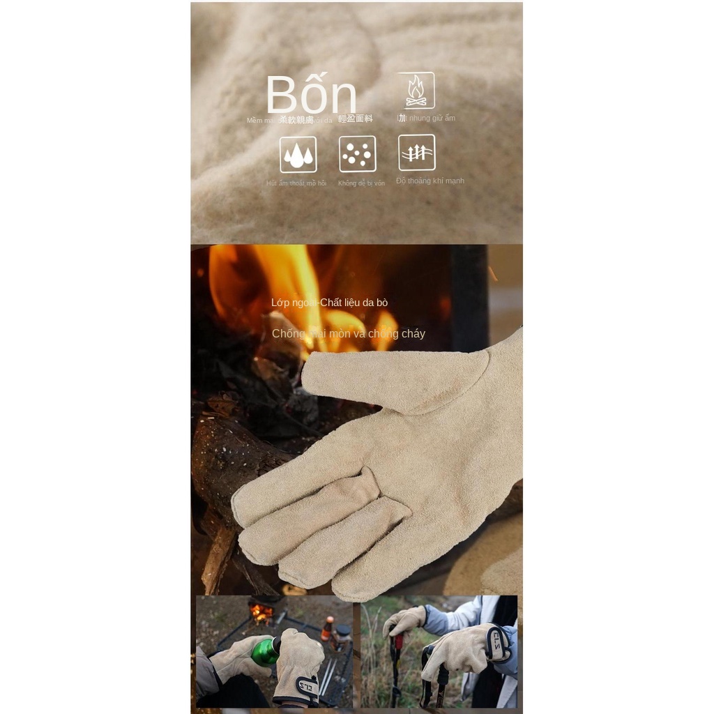 Găng Tay Da Bò Chống Bỏng Chống Mài Mòn Dùng Để Nướng bbq