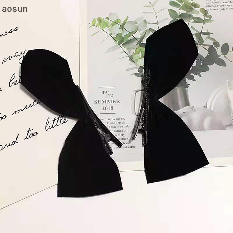 Aosun 1 Cặp Kẹp Tóc Nơ Màu Trắng Đen Phong Cách vintage Ngọt Ngào Cho Nữ