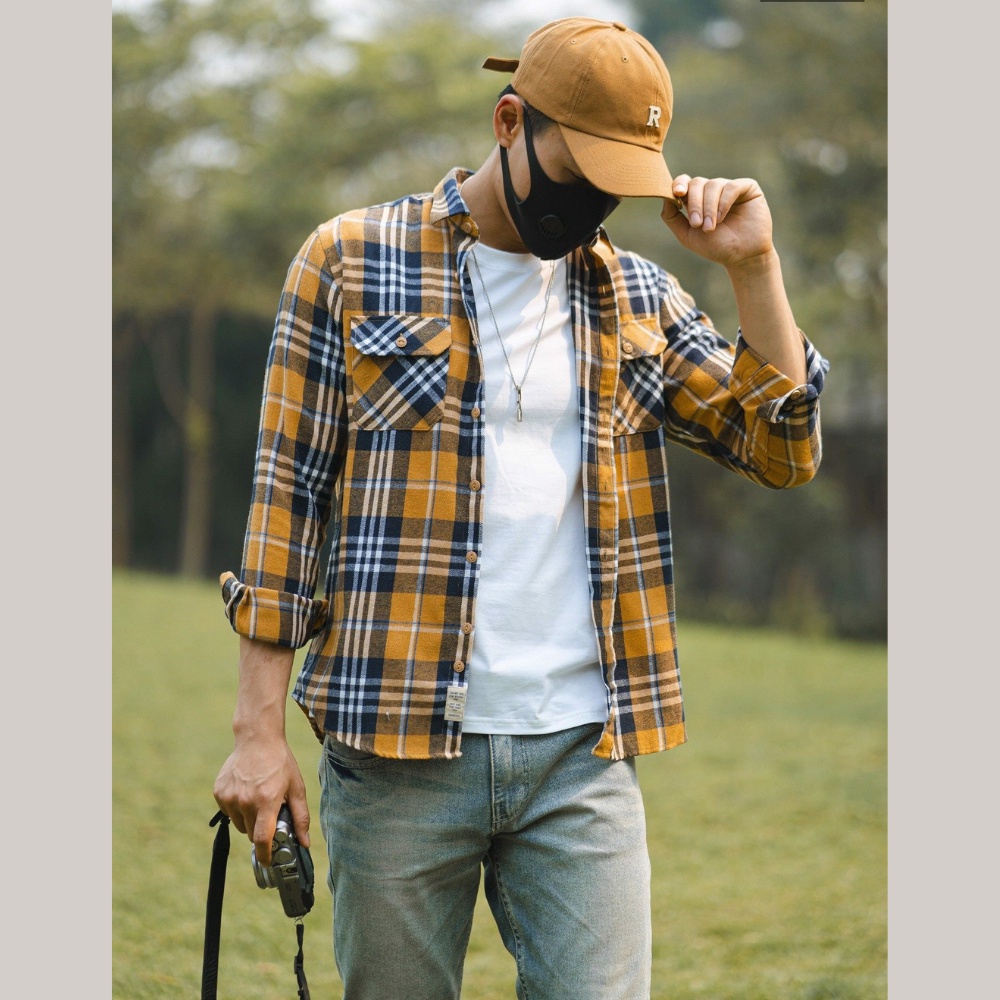 Combo áo sơ mi kẻ caro phối quần jean năng động sozo somi 016 caro+jean 001