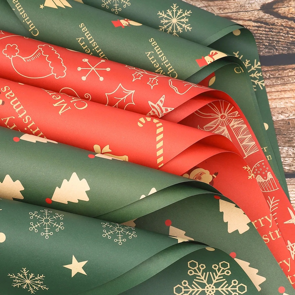 Hộp Giấy kraft Gói Quà / Bó Hoa / Trang Trí Tiệc Giáng Sinh Màu Xanh Lá / Đỏ Chống Thấm Nước diy