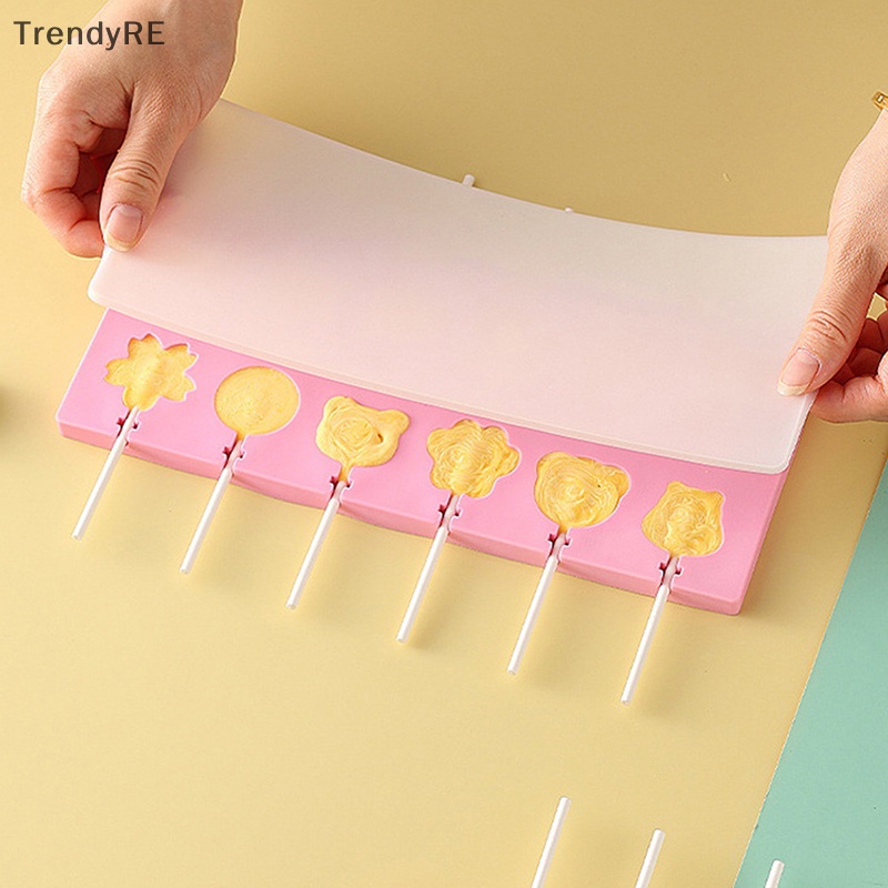 Khuôn Silicon Làm Kem Que Hình Kẹo Mút Hoạt Hình Dễ Thương Kèm Nắp Đậy diy