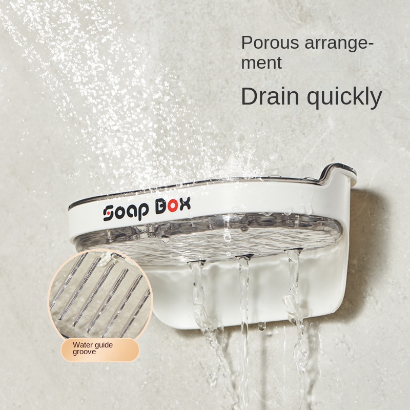 Khay Đựng Xà Phòng Hai Tầng Gắn Tường Sáng Tạo Có Móc Treo Cho Nhà Tắm