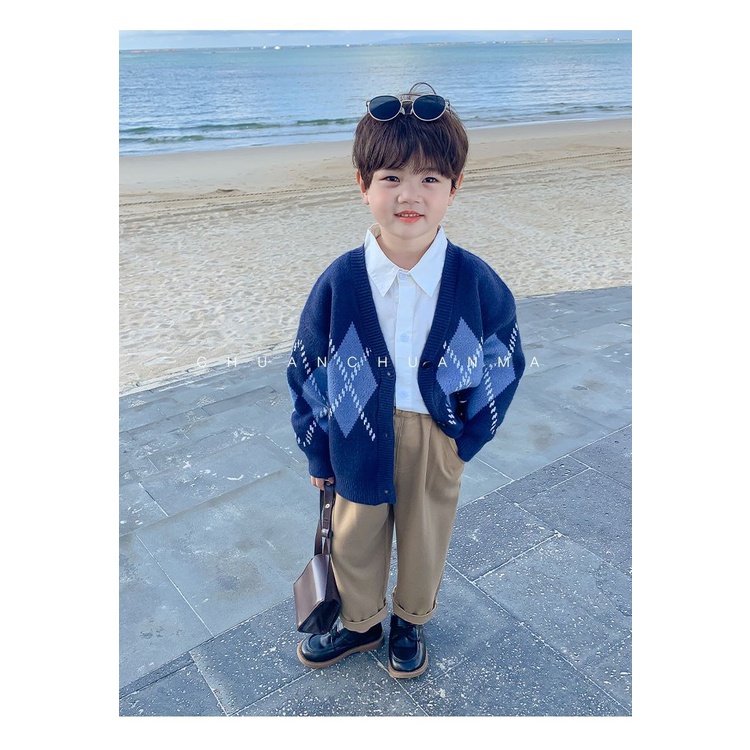 Áo Khoác cardigan Dệt Kim Mỏng Phong Cách Hàn Quốc Thời Trang Xuân Thu Cho Bé Trai
