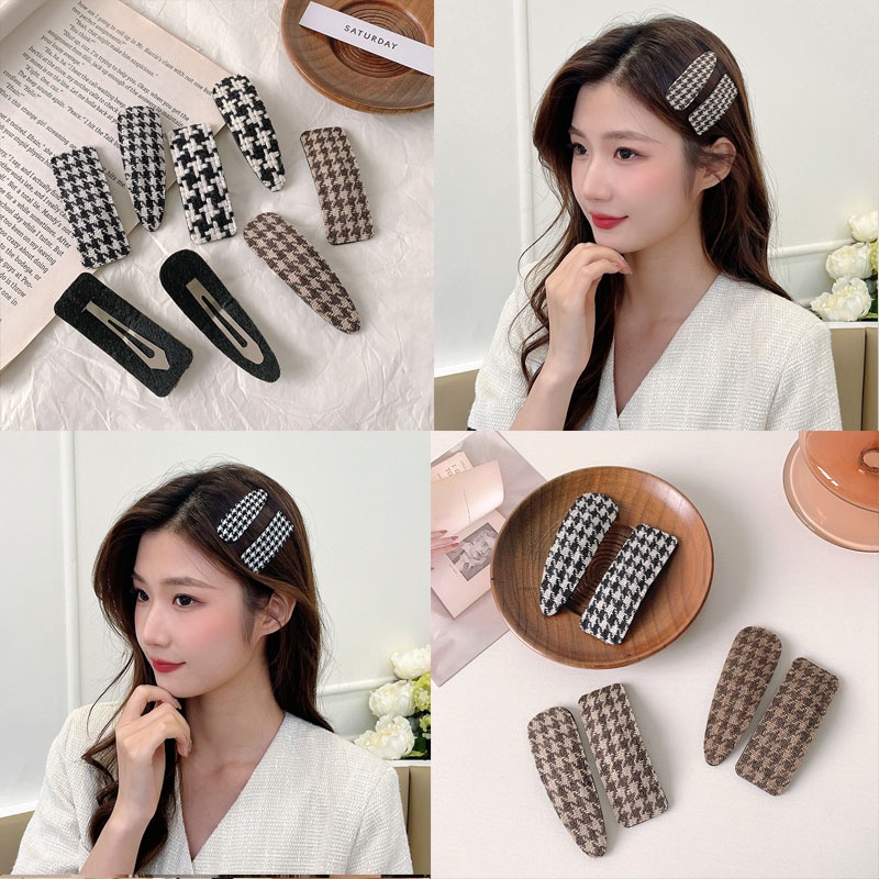 1 Kẹp Tóc Màu Đen khaki Thời Trang Mùa Đông Cho Nữ