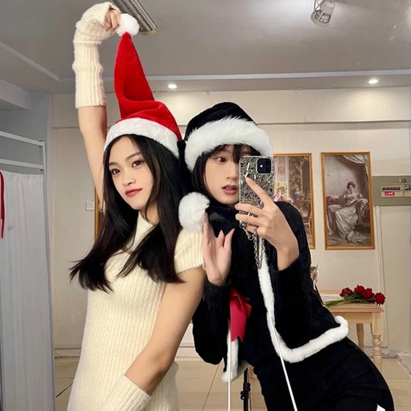 Mới Mũ Hóa Trang Ông Già Noel / Ông Già Noel Bằng Lông Nhung Dày Dặn Màu Đen Đơn Giản Cho Người Lớn / Trẻ Em