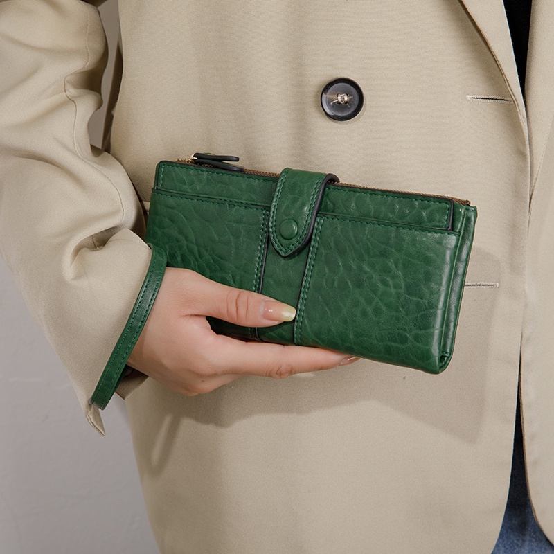 Mới Ví Dài Đựng Thẻ Có Dây Đeo Cổ Tay Khóa Kéo Phong Cách vintage Dành Cho Nữ