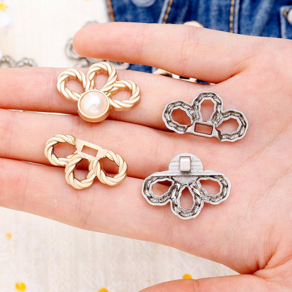 Lacyes Nút Cài Quần Bó Sát Bằng Hợp Kim Hình Hoa Dễ Thương Có Thể Điều Chỉnh Phong Cách Hàn Quốc