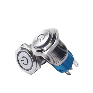  Công tắc nguồn  Power  Kim loại Tự Khóa 12mm Nút nguồn Self-Lock Có hình nguồn LED  5V-24V 110-220V  