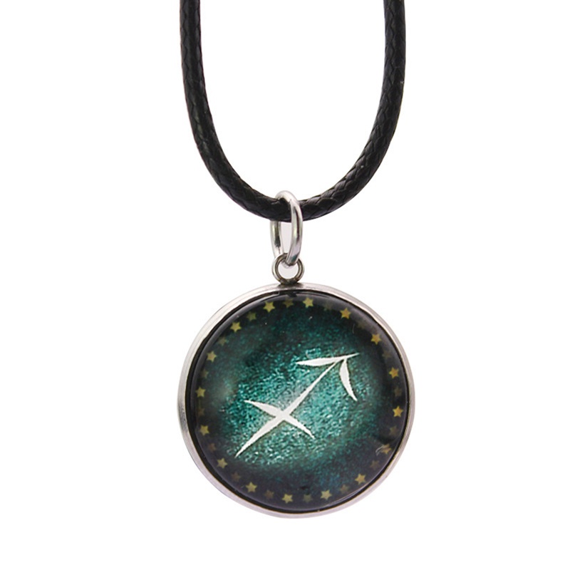 Vòng cổ Da Phát Sáng Mặt 12 Cung Hoàng Đạo Thời Trang Cho Nam Nữ